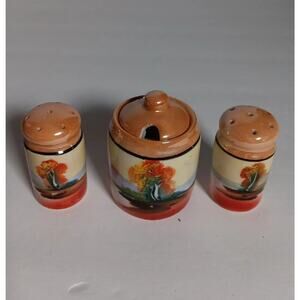 Lusterware Chikaramachi Salt Pepper Shaker Mustard Japan